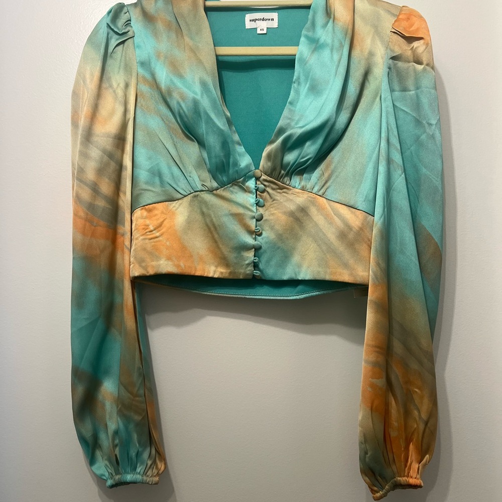 Superdown Teal and Orange Blouse